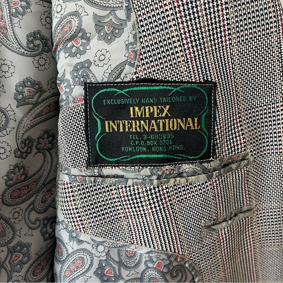Vintage 1980s Impex International Blazer Hand Tailored Glen Plaid, 40R - Picture 6 of 11